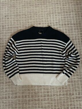 J.Crew new striped cotton sweater navy beige